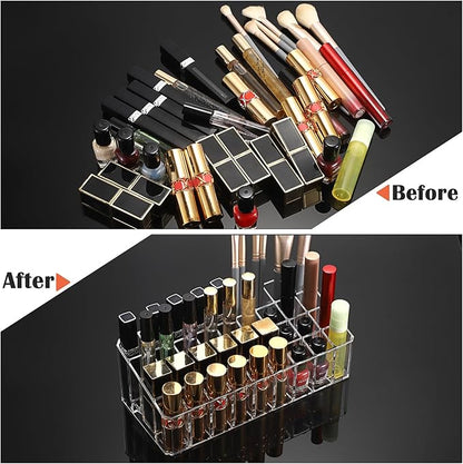 ELLDOO Rollerball Perfume Organizer, 36 Spaces Clear Acrylic Perfume Storage Holder Beauty Scent Holder, Makeup Lipgloss Lipstick Display Case