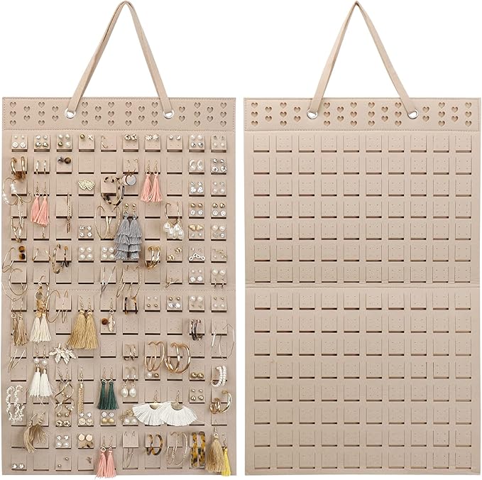 Resovo Hanging Earrings Organizer, Earring Holder & 20 Hooks, Holds Up To 300 Pairs, Compact Design, Soft Material, Earring Hanger Earring Display Hanging Organizer for Women Girls -1 Pack