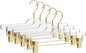Quality Lucite Acrylic Clear Skirt Pants Hangers 90-Pack, Matte Gold, with Adjustable Metal Clips, Made of Clear Acrylic for a Luxurious Look and Feel with Swivel Hook, Trousers Bottom Hangers