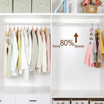 TOPIA HANGER 4 Tier Black Skirt Hangers for Women, Pants Hanger Space Saving with Adjustable Clips, Save 80% More Space, Clip Hanger for Slacks, Trousers, Shorts, Jeans, Towels, 4-Pack, CT75B