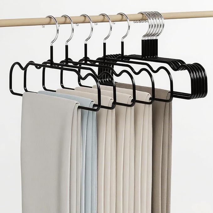 Non-Slip Rubber Pants Hangers,20 Pack Slim Thin Space-Saving Trouser Hanger,Rust-Free Closet Clothes Organizer for Slacks Scarf Ties,13.3inch