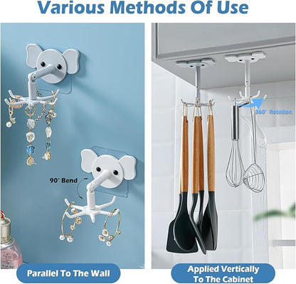 2-Pack 360° Rotating Jewelry Organizer, Self-Adhesive Necklace Hanger for Storing Necklaces, Bracelets, Watches, Rings, Ideal for Walls, Closets, Doors, and Bathrooms (Gray)