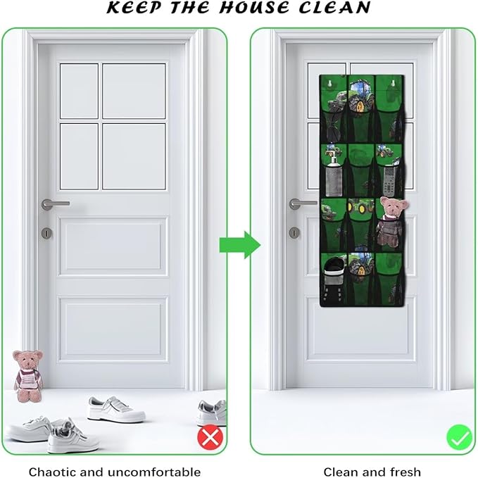 Generic Green Pickup Over the Door Pantry Organizer Reusable Over The Door Storage Organizer for Clothes Easy to Hang Behind The Door Making The Area Tidy and Orderly