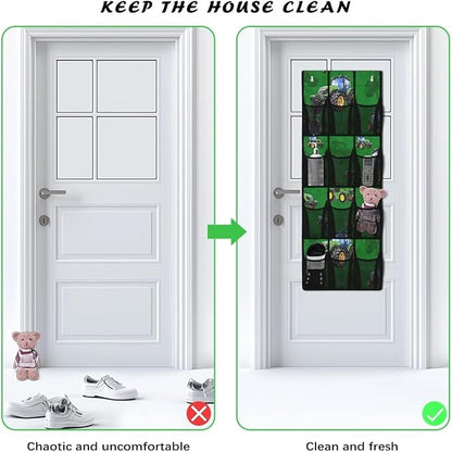 Generic Green Pickup Over the Door Pantry Organizer Reusable Over The Door Storage Organizer for Clothes Easy to Hang Behind The Door Making The Area Tidy and Orderly