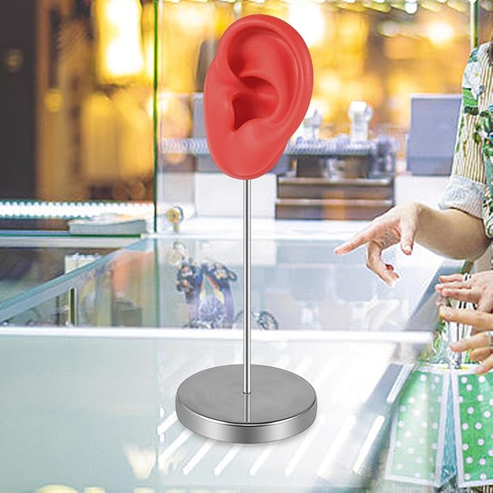 Vaveren Silicone Ear Model Organizer,Reusable Body Part Earring Display Stand Holder for Retails Shows Piercing Practice Instructions