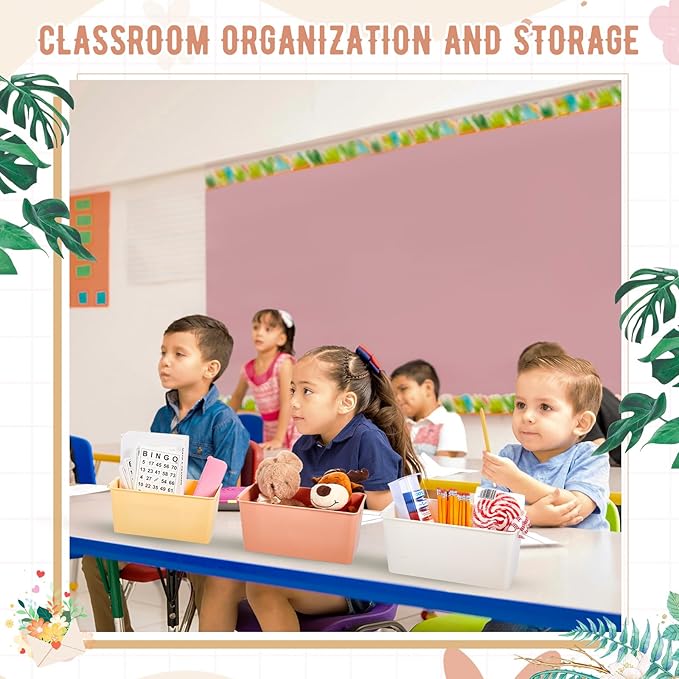 Mumufy 12 Pcs Book Bins for Easy Access Storage Basket Sturdy Book Storage Containers and Organization for Home Use, 11.2 x 5 x 5 Inch, 5 Colors