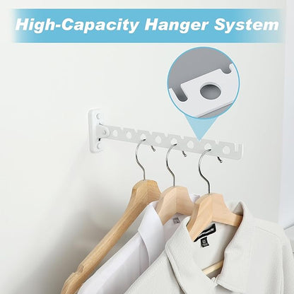 Alise Clothes Drying Rack Wall Mounted Coat Hanger White,Foldable Hangers Rack Clothes Hook Closet Storage Organizer,Swivel Space Saving Clothes Hanger Rack for Bedroom Bathroom Laundry,2 Pack