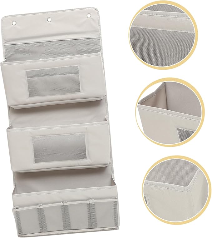 Door Storage Organizer Foldable Hanging Storage Pouch with Hooks Gray 40x90cm for Boys and Girls Room and Dormitory Organization