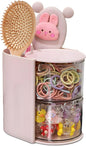 Azurphoric Hair Accessories Organizer with Hair Brush Holder, Rotatable Makeup Brush Holder for Necklaces, Earring, Bracelet, Ring, Makeup Brushes, Hair Clip and Hair Accessories (Pink, 2-Layer)