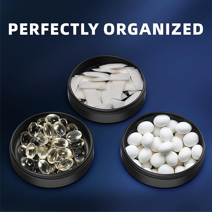 Smell Proof Metal Tin Container - Airtight Aluminum Storage Case with Child Safe Lock, Pocket Sized Small Metal Can for Pills, Mints, Vitamins, Pouches & Small Items, Black Eagle Design