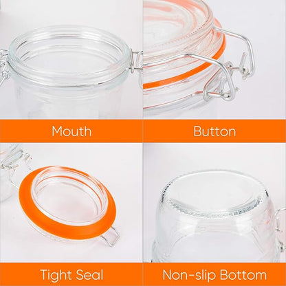 Small Glass Jars With Airtight Lids, Glass Spice Jar 5 oz,Maosn Jars With Leak Proof Rubber Gasket 150ml,Glass Storage Containers With Hinged Lid,Kitchen Canisters 12 Pack