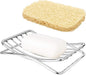 Soap Dish Stainless Steel Bar Soap Holder for Shower Bathroom, Self-draining Soap Dishes Sponge Holder for Kitchen Sink Easy Cleaning Quick Dry with Beige Soap Saver