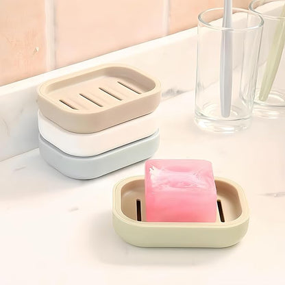 4 Pack Plastic Soap Dish,Double Layer Soap Container Draining Soap Holder,Multi-Functional Soap Holder for Shower/Bathroom or Kitchen