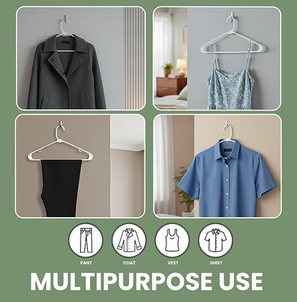 Utopia Home Plastic Hangers 20 Pack - Space Saving Clothes Hanger - Durable & Strong Closet Organizers and Storage with Built-in Strap Hooks - Essential for Shirts, Pants, Skirts & Coats (White)