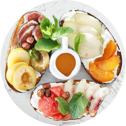 DEAYOU Marble Lazy Susan, Natural Marble Round Tray Turntable Cake Stand, 12" Lazy Susan Cheese Board with Silent Rotating for Serving, Table Display, Cupcake, White, Revolving Cake Leveler Spinner