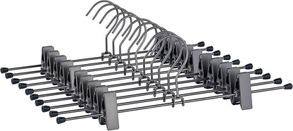 Pants Hangers 13.8" Dark Grey Skirt Clothes Rack with Clips Metal Clips Trousers Hanger Space Saving Slacks Hangers Durable and Sturdy Pants Display 30 Pack