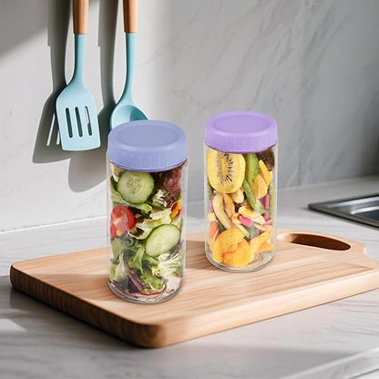 Overnight Oats Containers with Lids, 24oz Wide Mouth Mason Jars with Lids, 9 Pack Glass Jars with Airtight lid for Chia Pudding Yogurt Salad, Meal Prer Oatmeal Jars