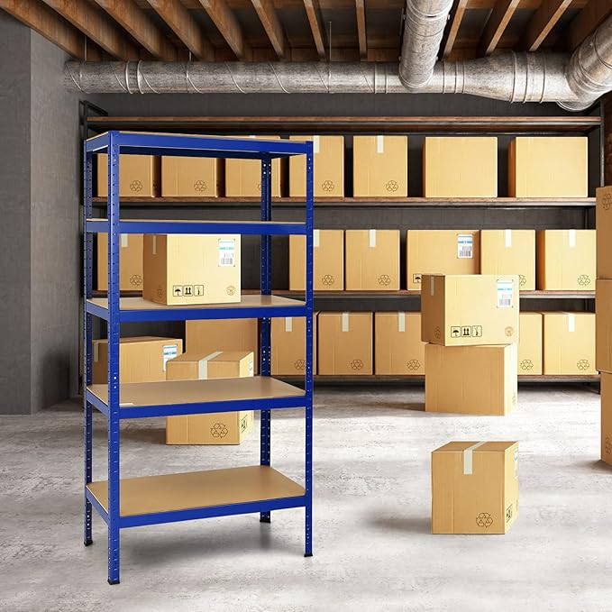 Tangkula 72" Storage Shelves, Heavy Duty Steel Frame 5-Tier Garage Shelf, Metal Multi-Use Storage Shelving Unit for Home/Office/Dormitory/Garage (1, Navy Blue)
