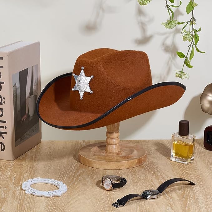 PH PandaHall Wood Hat Stand Tabletop Cap Display Cowboy Hat Holder Wig Display Rack Dome Shape Hats Rack Rustic Hats Storage for Baseball Cap Showcase Store Retail Vendors 6.5x8.7 Inch
