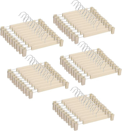 Pants Hangers with Clips Skirt Hangers for Women Plastic Clip Hanger for Pants Clothes Hanger (50pack, Khaki)
