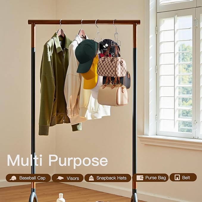 Hat Hanger 2pcs Metal Hat Storage For Baseball Caps,Rotatable Hat Organizer For Closet,Hat Rack With 6 Hooks Up to 30 Caps Hold,Silvery