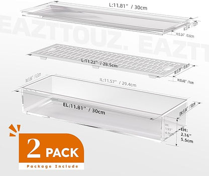 2 Pack Clear Silverware organizer with lid, Plastic Flatware Storage Box, Kitchen Drawer Organizer tray, Cutlery Utensil Holder