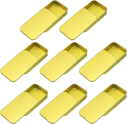 uxcell 8Pcs Slide Top Tin Containers, Mini Metal Empty Tins Box with Sliding Lids, 3.1"x2"x0.6" Rectangular Storage Organizers for Lip Balm, Solid Perfume, Small Items, Light Gold