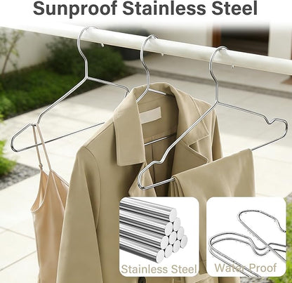 Vakoo Coat Hanger, 40 Pack Metal Wire Hangers for Clothes, Stainless Steel, Heavy Duty, Ultra Thin, Space Saving, 16.5 Inch
