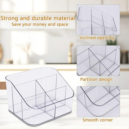Drink Packet Organizer, Powdered Drink Mix,Powder Packet,Acrylic Water Flavor Packet Organization Container with Removable Dividers for Storage Bins for Kitchen Cabinet, Pantry,Office