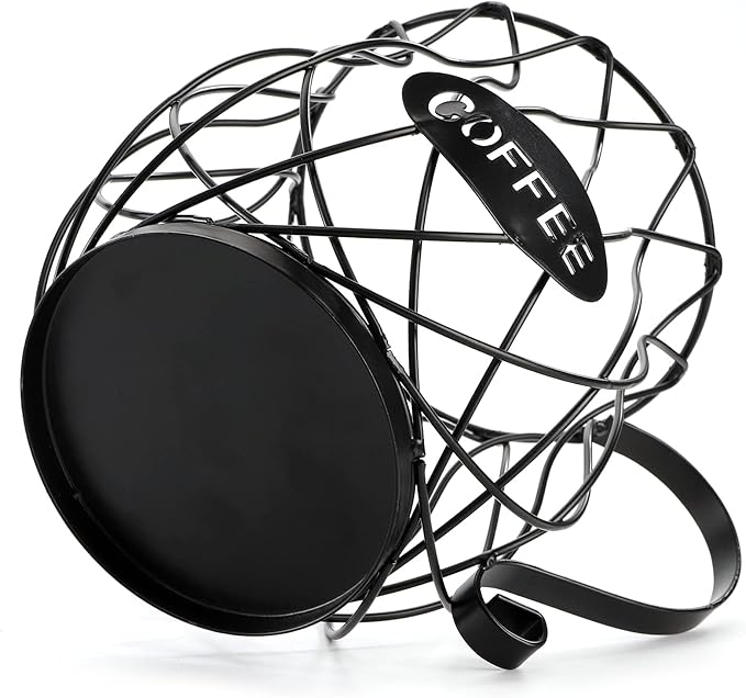 ZEAYEA Coffee Pod Holder, Coffee Capsule Basket for Counter Table Bar, Metal Espresso Pod Keeper Storage for Home Cafe Hotel, Black