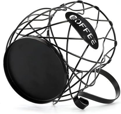ZEAYEA Coffee Pod Holder, Coffee Capsule Basket for Counter Table Bar, Metal Espresso Pod Keeper Storage for Home Cafe Hotel, Black
