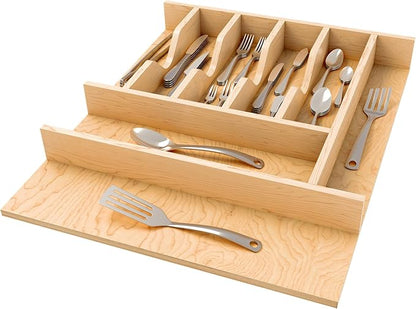 Rev-A-Shelf Natural Maple Right Size Utensil Insert Home Storage Kitchen Organizer 8 Compartment Drawer Accessory, 16-1/4" x 19-1/2", 4WCT-21SH-1