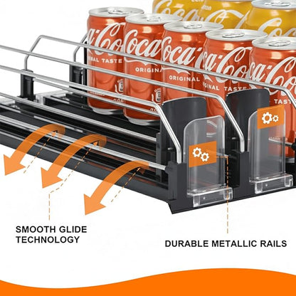 Drink Organizer For Fridge Large Capacity 5 Rows Soda Can Organizer, Automatic Pusher Glide with Removable Dividers For Drink Organizer, Can Holders For Fridge, Space-Saving Can Dispenser For Kitchen