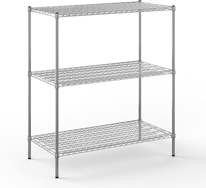 24" Deep x 48" Wide x 54" Height Wire Shelving Kit | 3-Tier | NSF Commercial Storage Rack Unit