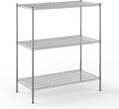 24" Deep x 48" Wide x 54" Height Wire Shelving Kit | 3-Tier | NSF Commercial Storage Rack Unit