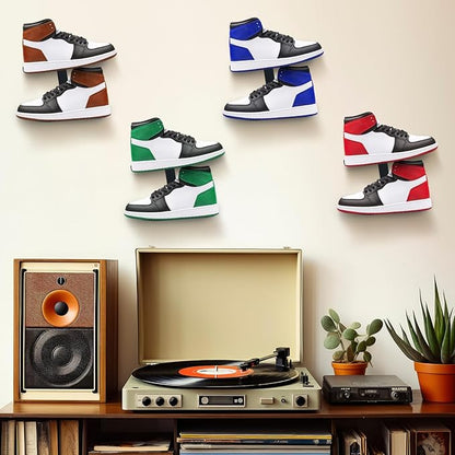 Blulu 4 Sets Floating Shoe Display Shelves for Wall Large Metal Hanging Shoe Organizers Wall Shelf Sneaker Holders Rack for Collectors Exhibition Display Store Show Bedroom Gaming Room Sneaker