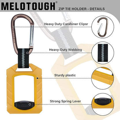 Melotough Zip Tie Organizer Band,Zip Tie Holder,Reusable,Cable Tie Bracket for Multi-Purpose Indoor and Outdoor Use,Yellow,1Pcs