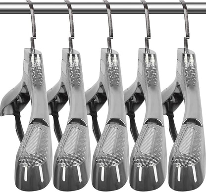 DEDU Suit Hangers for Men 15 Pack, Silver Gray Coat Hangers Extra Wide Non Slip Width 17.7", Thick Plastic with Pants Bar & Metal Hook