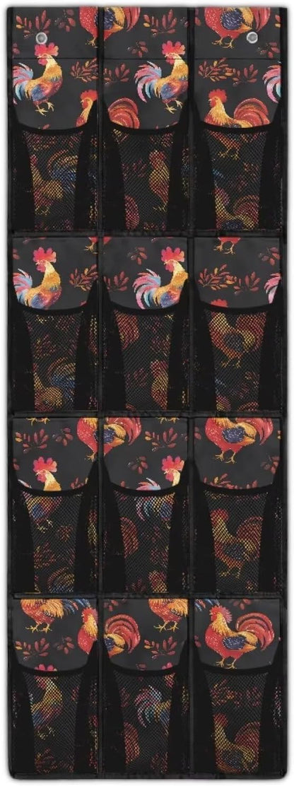 Rooster Over the Door Shoe Organizer,Shoe Organizer Door Hanger,Space Saver Shoes Hanger Storage Organizer Bag