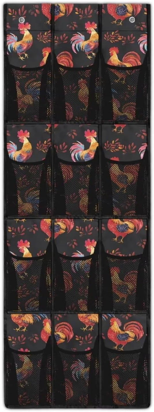 Rooster Over the Door Shoe Organizer,Shoe Organizer Door Hanger,Space Saver Shoes Hanger Storage Organizer Bag
