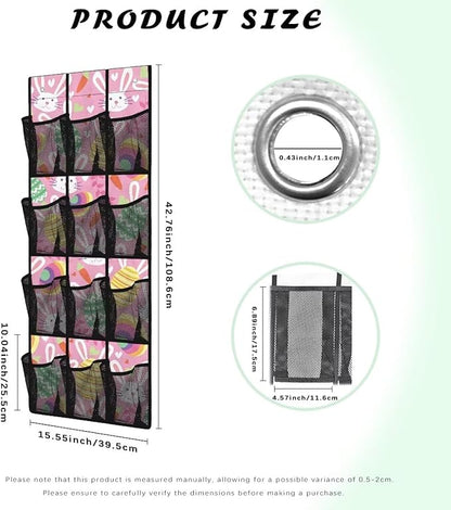Rabbit Egges Over The Door Shoe Organizer Foldable Space Saving Hanging Storage Holder 12 Mesh Pockets for Kitchen, Office, Dorm Rooms