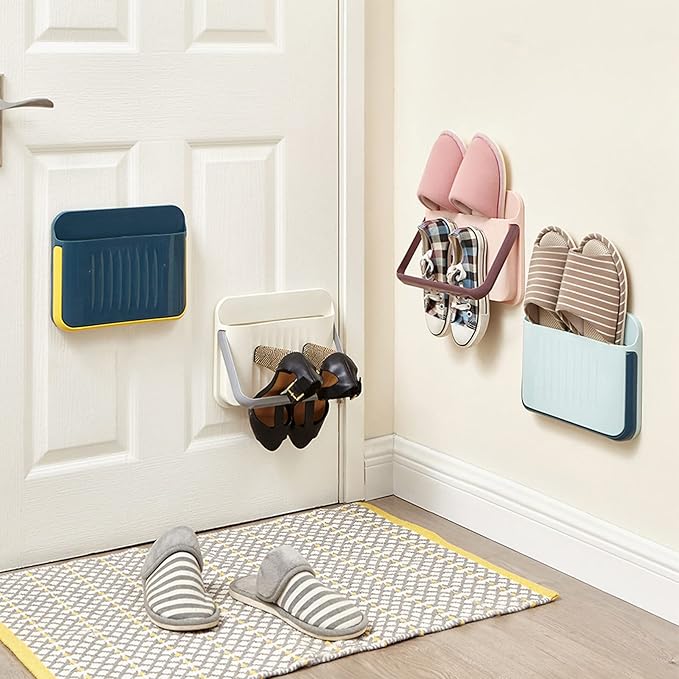 VOSAREA Plastic Hangers Entrance Shoe Rack, 2-Pack, Slippers Rack, Wall Mounted, Shoes Drying Storage, Hanging Shoes Organizer, for Bathroom, Living Room, Bedroom, Door, Balcony