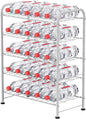 BTY 5 Tier Water Bottle Organizer Small Water Bottle Holder Stand Freestanding Metal Bottled Water Rack Dispenser for Kitchen, Pantry Organization and Storage, Silver
