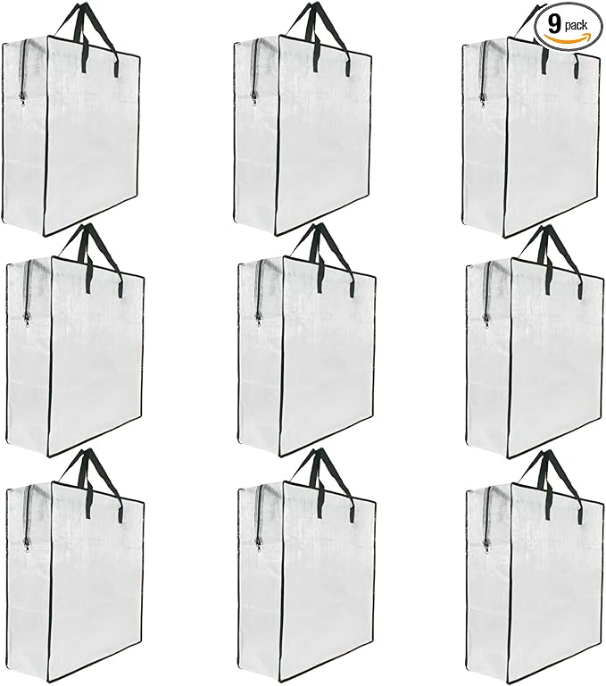 9 Pack Clear Storage Bags with Zipper and Handles, Blanket Bags For Closet Storage, Moving and Packing Supplies for College, Underbed Storage Organizer for Clothes Pillow Bedding Christmas Wreath
