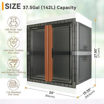 Wardrobe, Closet, Collapsible Storage Cabinet, Useful Box with Large Capacity, 37.5 Gal (142 L), Stackable on Box (19 Gal), Easy Storage of Clothing, Installation Free
