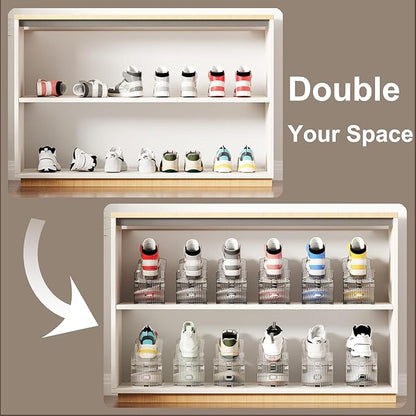 10Pack Shoe Slot Organizer Clear Shoe Stackers Organizers for Closet Space Saver 50% Shoes Display Shelf Rack Holders Zapateras Organizers