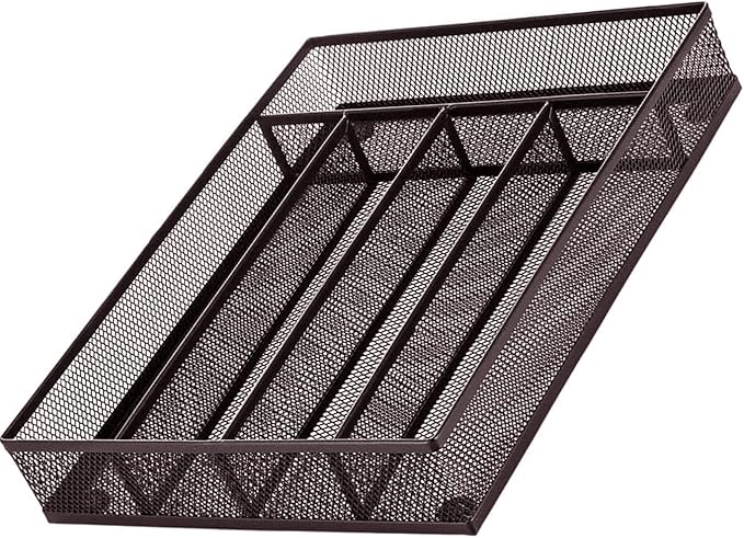 COSWE Silverware Tray for Drawer, Silverware Organizer, Metal Drawer Organizer Kitchen Utensils with Foam Feet Multi Compartments Cutlery Organizer in Drawer