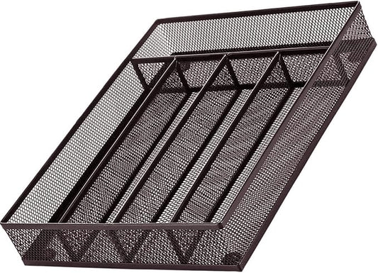 COSWE Silverware Tray for Drawer, Silverware Organizer, Metal Drawer Organizer Kitchen Utensils with Foam Feet Multi Compartments Cutlery Organizer in Drawer