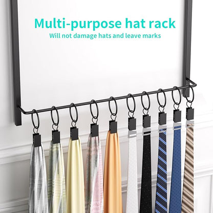 HapiRm Over Door Hat Rack - 3 Tier Wall Mounted Hat Organizer with 30 Movable Clips, Baseball Cap Organizer Storage Holds up to 30 Caps for Door, Bedroom, Closet