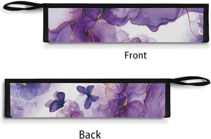 COEQINE Marble Utensil Holder Purple Butterfly Travel Utensil Case Silverware Carrying Bag Portable Leakproof Cutlery Pouch Straws Sleeve Knife Fork Spoon Organizer Holder for Picnic Travel